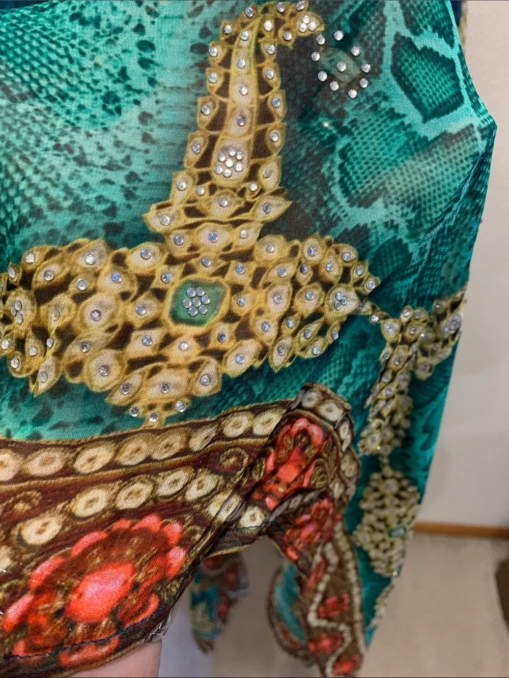 Soft Surroundings Cote D’azur Chiffon  Kaftan Dress - Embellished Rare Vintage​